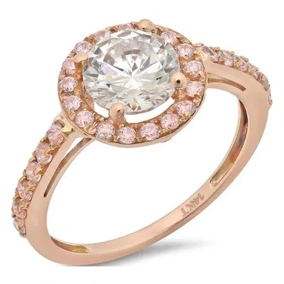 Pre-owned Pucci 2.3ct Round Simulated Diamond Halo Engagement Anniversary Ring 14k Rose Gold