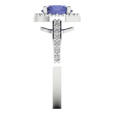 Pre-owned Pucci 2.4 Ct Round Halo Tanzanite Stone Classic Bridal Statement Ring 14k White Gold In D