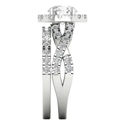 Pre-owned Pucci 2.40 Carat Round Cut Halo Engagement Ring Band Set Real 14k White Gold Bridal In White/colorless