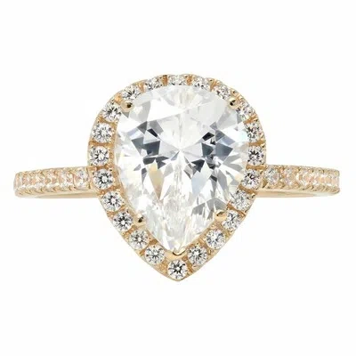 Pre-owned Pucci 2.45ct Pear Cut Solitaire Engagement Vvs1 Bridal Ring Halo Solid 14k Yellow Gold In D