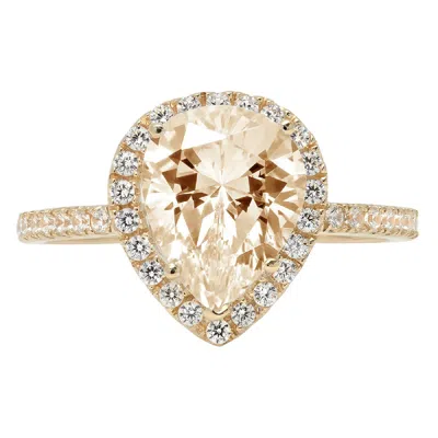 Pre-owned Pucci 2.45ct Pear Cut Halo Real Morganite Promise Bridal Wedding Ring 14k Yellow Gold In D