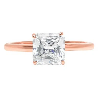 Pre-owned Pucci 2.4ct Asscher Simulated Diamond Solitaire Statement Promise Ring 14k Rose Gold