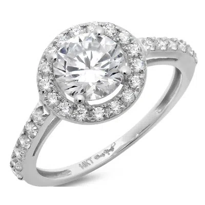 Pre-owned Pucci 1.86 Ct Round Cut Halo Classic Simulated Engagement Promise Ring 14k White Gold In White/colorless
