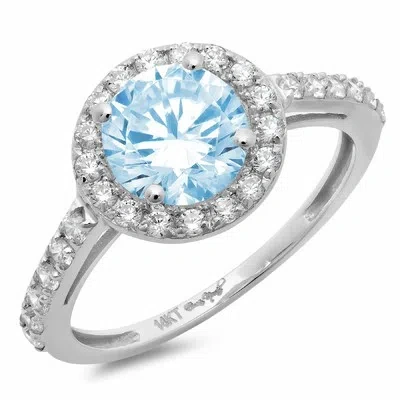 Pre-owned Pucci 1.86 Round Cut Vvs1 Halo Swiss Topaz Promise Bridal Wedding Ring 14k White Gold In D