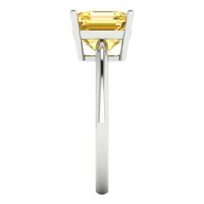 Pre-owned Pucci 2.5 Asscher Designer Statement Bridal Classic Real Citrine Ring 14k White Gold