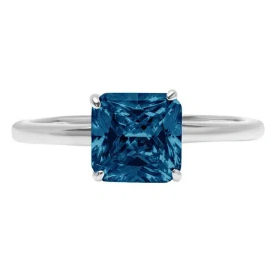 Pre-owned Pucci 2.5 Ct Asscher Cut London Blue Topaz Wedding Bridal Promise Ring 14k White Gold In D