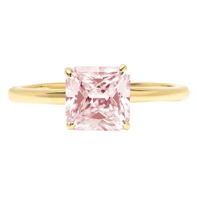 Pre-owned Pucci 2.5ct Asscher Cut Simulated Pink Diamond Wedding Promise Ring 14k Yellow Gold