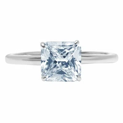 Pre-owned Pucci 2.5 Ct Asscher Designer Statement Bridal Classic Aquamarine Ring 14k White Gold