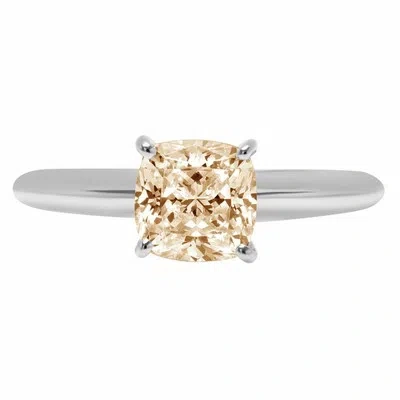 Pre-owned Pucci 2.5ct Cushion Yellow Synthetic Moissanite Wedding Promise Ring 14k White Gold