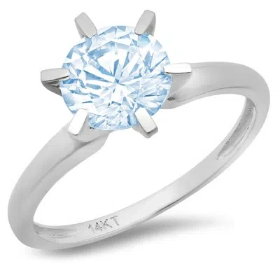 Pre-owned Pucci 2.5 Ct Round Cut Sky Blue Topaz Wedding Bridal Classic Ring Solid 14k White Gold In D