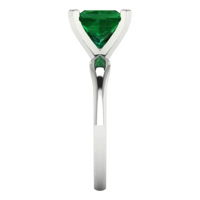 Pre-owned Pucci 2.5 Princess Cut Emerald Designer Modern Statement Bridal Ring 14k White Gold