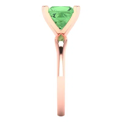Pre-owned Pucci 2.5 Princess Designer Statement Bridal Classic Mint Green Ring 14k Rose Gold