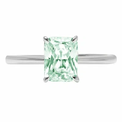 Pre-owned Pucci 2.5 Radiant Wedding Statement Bridal Classic Ring 14k White Gold Blue Moissanite In D