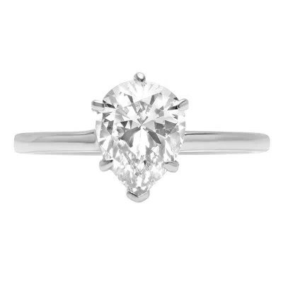 Pre-owned Pucci 2.50ct Pear Simulated Diamond Classic Solitaire Engagement Ring 14k White Gold In White/colorless