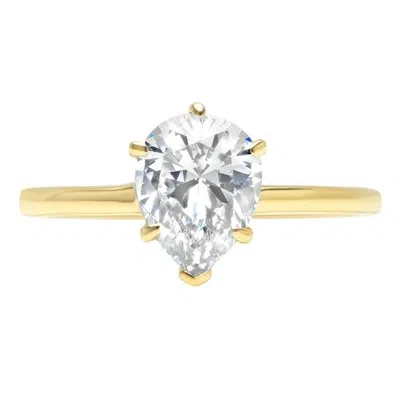 Pre-owned Pucci 2.50 Ct Pear Cut Moissanite Wedding Bridal Promise Ring Solid 14k Yellow Gold In White/colorless