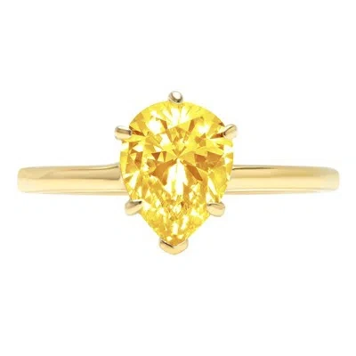 Pre-owned Pucci 2.50ct Pear Cut Simulated Yellow Diamond Wedding Promise Ring 14k Yellow Gold