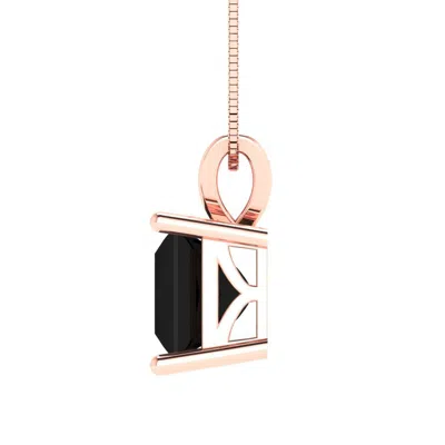Pre-owned Pucci 2.50 Princess Cut Natural Onyx Pendant Necklace 16" Chain Solid 14k Pink Gold