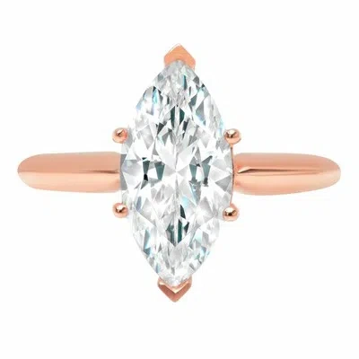 Pre-owned Pucci 2.50ct Marquise Cut Vvs1 Solitaire Promise Engagement Wedding Ring 14k Rose Gold In D