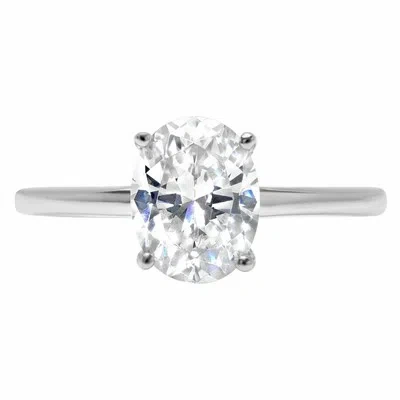 Pre-owned Pucci 2.50ct Oval Cut Solitaire Promise Engagement Wedding Ring Solid 14k White Gold In D