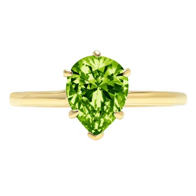 Pre-owned Pucci 2.50ct Pear Cut Vvs1 Natural Peridot Wedding Bridal Promise Ring 14k Yellow Gold In Green
