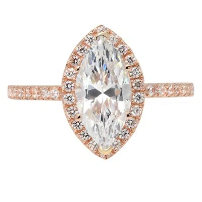 Pre-owned Pucci 2.58ct Marquise Cut Halo Promise Simulated Engagement Bridal Ring 14k Rose Gold In White/colorless