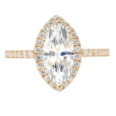 Pre-owned Pucci 2.58ct Marquise Cut Halo Promise Simulated Engagement Ring Real 14k Yellow Gold In White/colorless