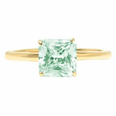 Pre-owned Pucci 2.5ct Asscher Cut Designer Statement Bridal Ring 14k Yellow Gold Blue Moissanite