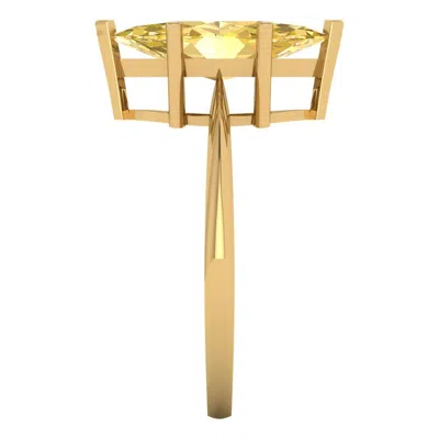 Pre-owned Pucci 2.5ct Marquise Cut Designer Statement Classic Real Citrine Ring 14k Yellow Gold