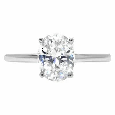 Pre-owned Pucci 2.5ct Oval Cut Synthetic Moissanite Wedding Bridal Promise Ring 14k White Gold In White/colorless