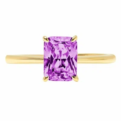 Pre-owned Pucci 2.5ct Radiant Cut Alexandrite Stone Wedding Bridal Promise Ring 14k Yellow Gold In Purple