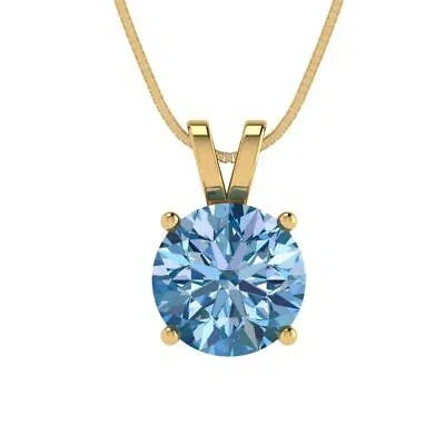 Pre-owned Pucci 2.5ct Round Classic Lab Created Gem Pendant Necklace 16 Chain 14k Yellow Gold