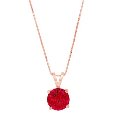 Pre-owned Pucci 2.5ct Round Cut Natural Red Garnet Pendant Necklace 18" Chain 14k Pink Rose Gold