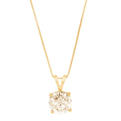 Pre-owned Pucci 2.5ct Round Real Morganite Solitaire Pendant Necklace 16" Chain 14k Yellow Gold In D