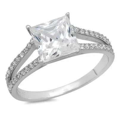 Pre-owned Pucci 2.62ct Princess Simulated Diamond Engagement Anniversary Ring 14k White Gold In White/colorless