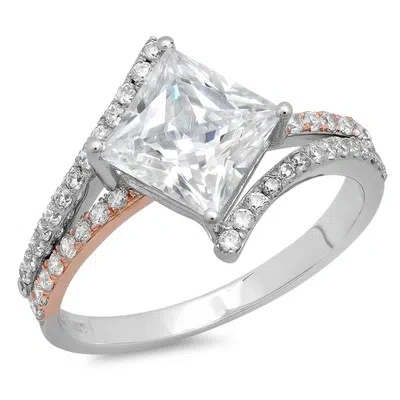 Pre-owned Pucci 2.65ct Princess Simulated Diamond Engagement Anniversary Ring 14k Two Tone Gold In White/colorless
