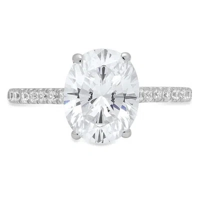 Pre-owned Pucci 2.73ct Oval Simulated Diamond Engagement Solitaire Ring 14k White Gold In White/colorless