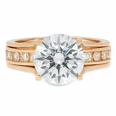 Pre-owned Pucci 2.79ct Rd Cut Solitaire Sliding Engagement Bridal Ring Band Set 14k Yellow Gold In White/colorless