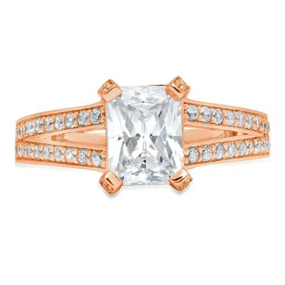 Pre-owned Pucci 2.7ct Simulated Diamond Emerald Round Engagement Statement Ring 14k Rose Gold In White/colorless