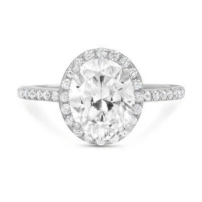 Pre-owned Pucci 2.86ct Oval Halo Synthetic Moissanite Promise Bridal Wedding Ring 14k White Gold In White/colorless