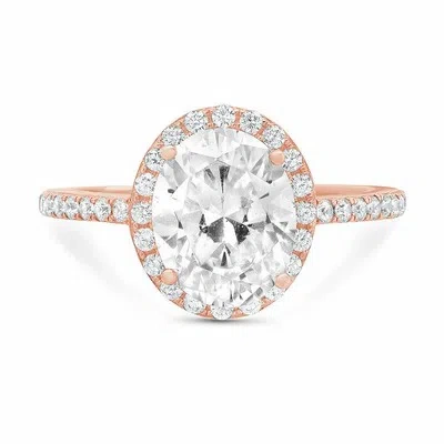 Pre-owned Pucci 2.86ct Oval Cut Vvs1 Solitaire Halo Promise Bridal Engagement Ring Rose 14k Gold In D