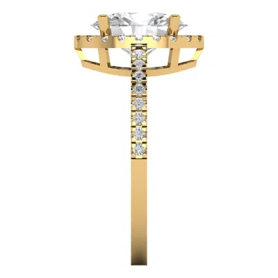 Pre-owned Pucci 2.86ct Oval Cut Solitaire Halo Promise Bridal Engagement Ring Yellow 14k Gold In D