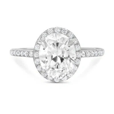 Pre-owned Pucci 2.86ct Oval Simulated Diamond Halo Engagement Anniversary Ring 14k White Gold