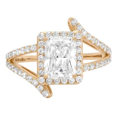 Pre-owned Pucci 2ct Emerald Cut Simulated Engagement Wedding Promise Ring 14k Yellow Solid Gold In D