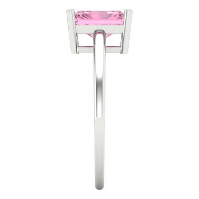 Pre-owned Pucci 2ct Emerald Designer Statement Bridal Classic Pink Stone Ring 14k White Gold