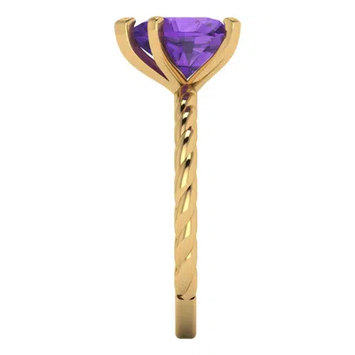 Pre-owned Pucci 2ct Heart Cut Amethyst Designer Rope Statement Classic Ring Real 14k Yellow Gold