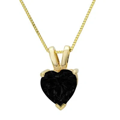 Pre-owned Pucci 2ct Heart Cut Natural Onyx Pendant Necklace 18" Chain Box Solid 14k Yellow Gold In D