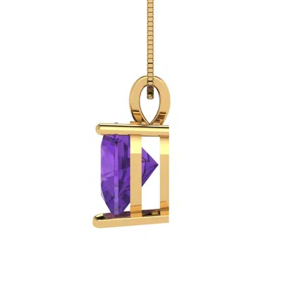 Pre-owned Pucci 2ct Heart Cut Vvs1 Real Amethyst Pendant Necklace 18" Chain Box 14k Yellow Gold In D