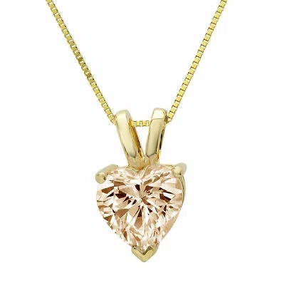 Pre-owned Pucci 2ct Heart Cut Yellow Lab Created Moissanite Pendant 16" Chain 14k Yellow Gold