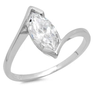 Pre-owned Pucci 1ct Marquise Cut Classic Bridal Simulated Engagement Promise Ring 14k White Gold In White/colorless