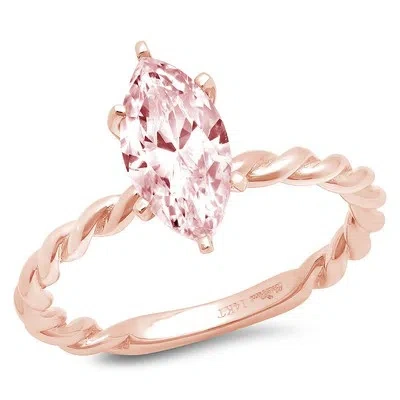 Pre-owned Pucci 2ct Marquise Rope Knot Simulated Pink Diamond Wedding Promise Ring 14k Rose Gold